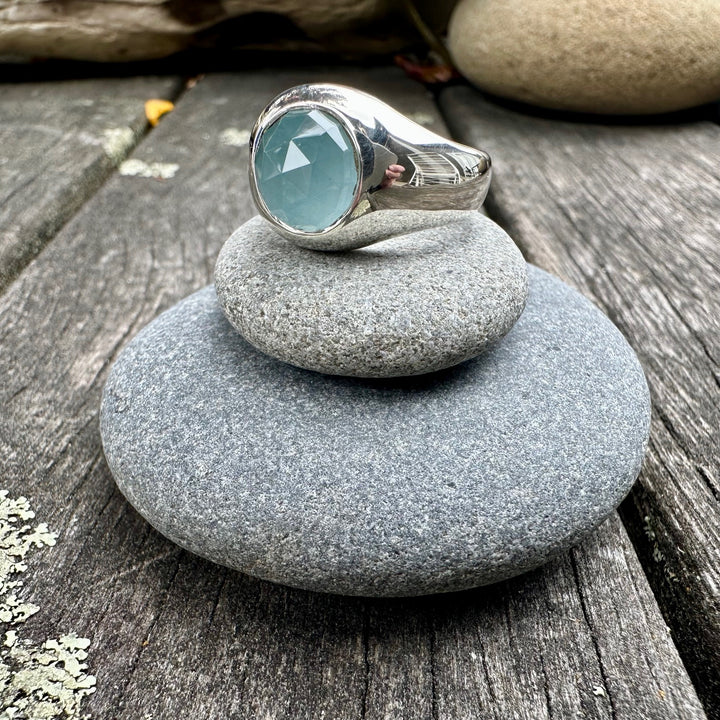 Aquamarine signet ring