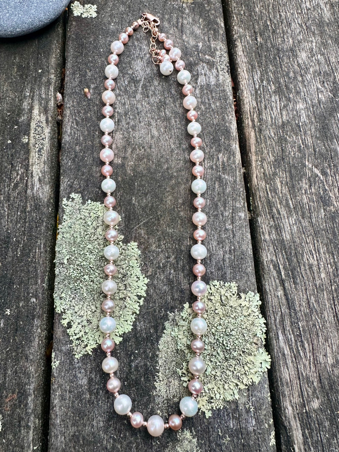 Pink & white freshwater pearl necklace