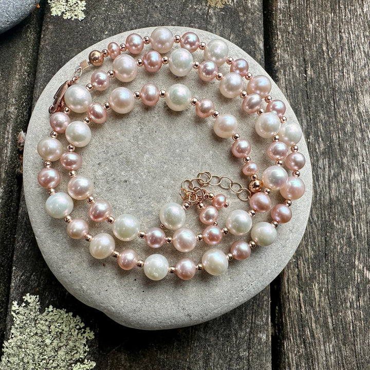 Pink & white freshwater pearl necklace