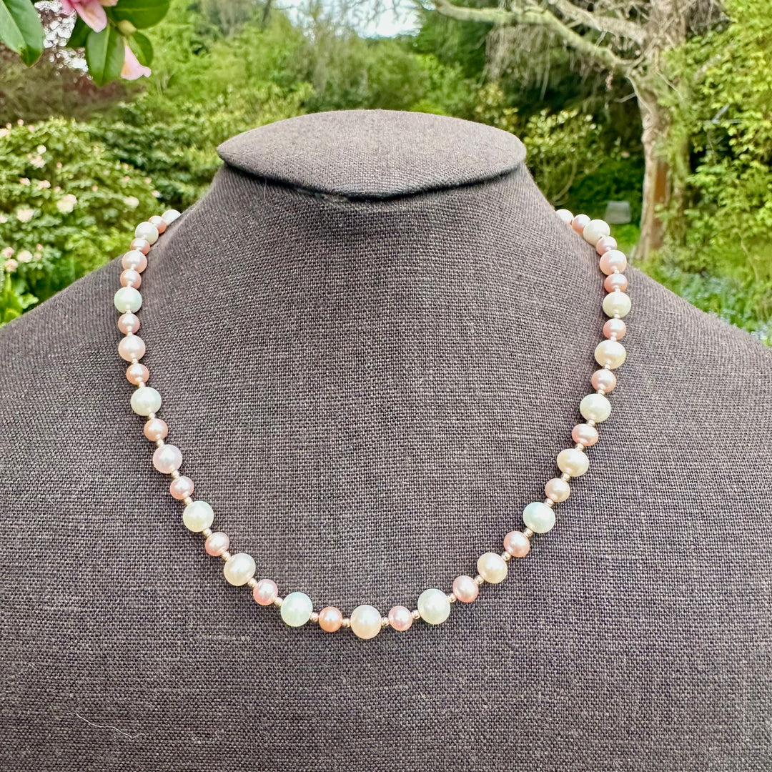 Pink & white freshwater pearl necklace