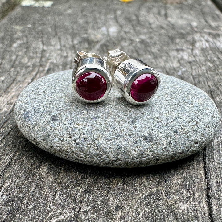 Lab grown ruby studs