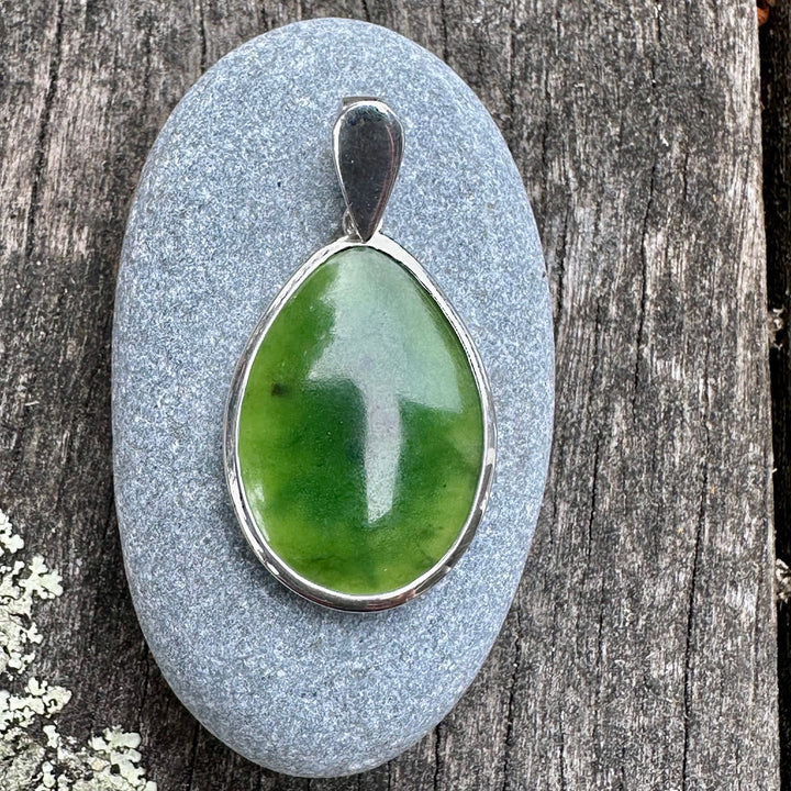 large pounamu & sterling drop pendant