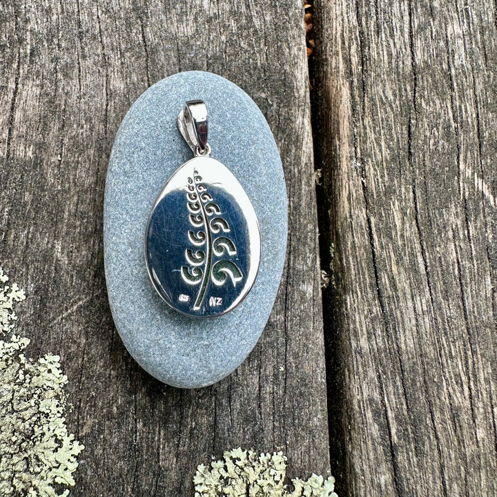large pounamu & sterling drop pendant