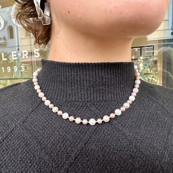 Pink & white freshwater pearl necklace
