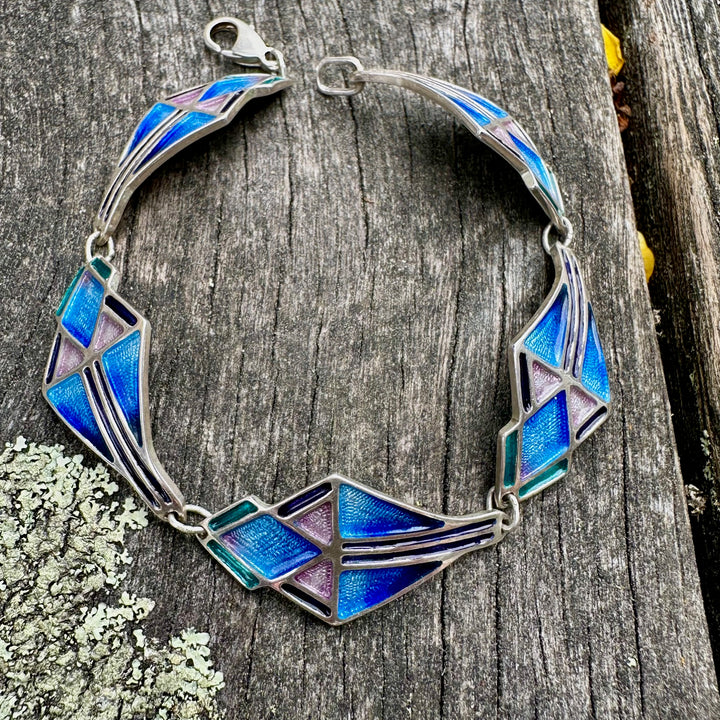 vintage enamel & sterling bracelet