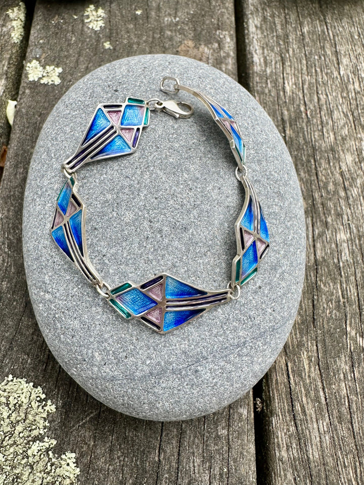vintage enamel & sterling bracelet
