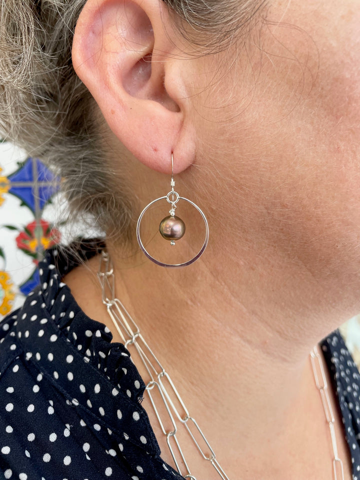 coffee coloured freshwater pearl earrings