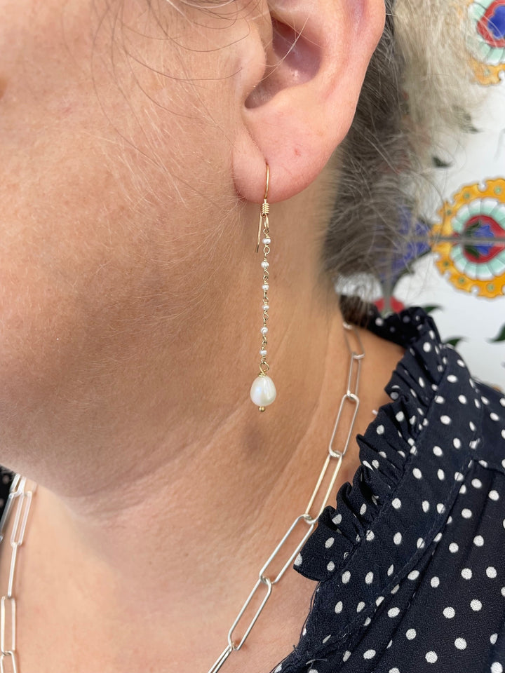 White freshwater pearl earrings