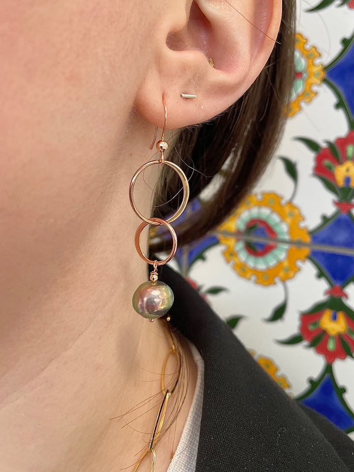 coffee freshwater pearl earrings