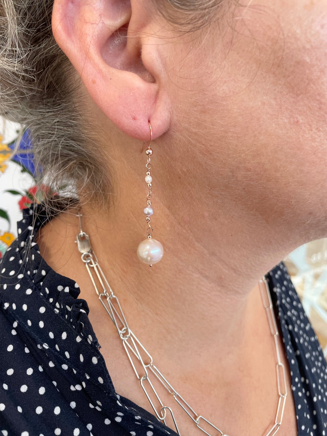 Cream freshwater pearl earrings