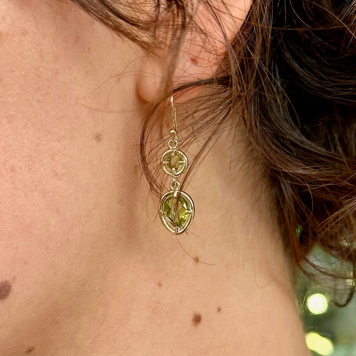 Two tier peridot earrings