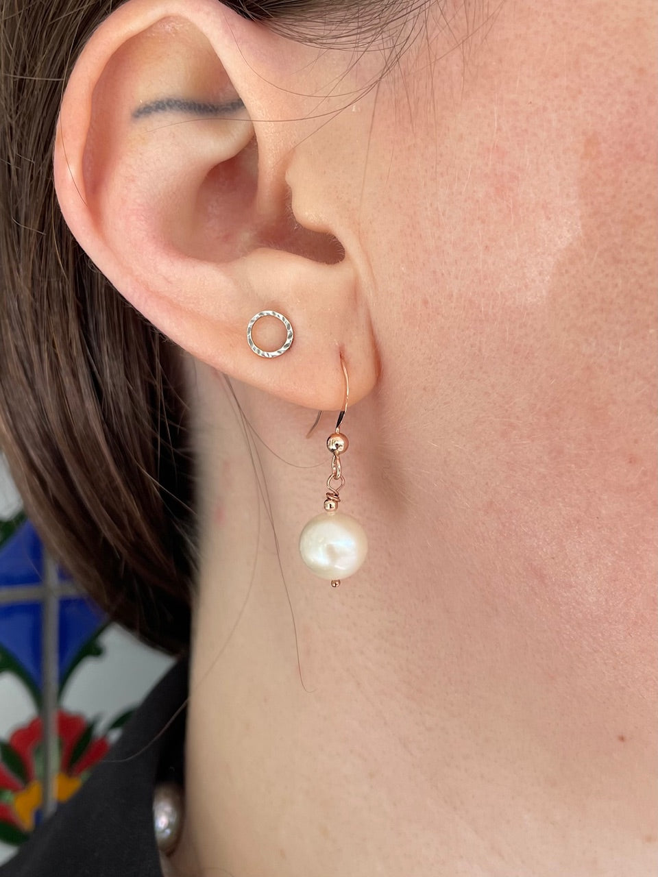 Simple white freshwater pearl earrings