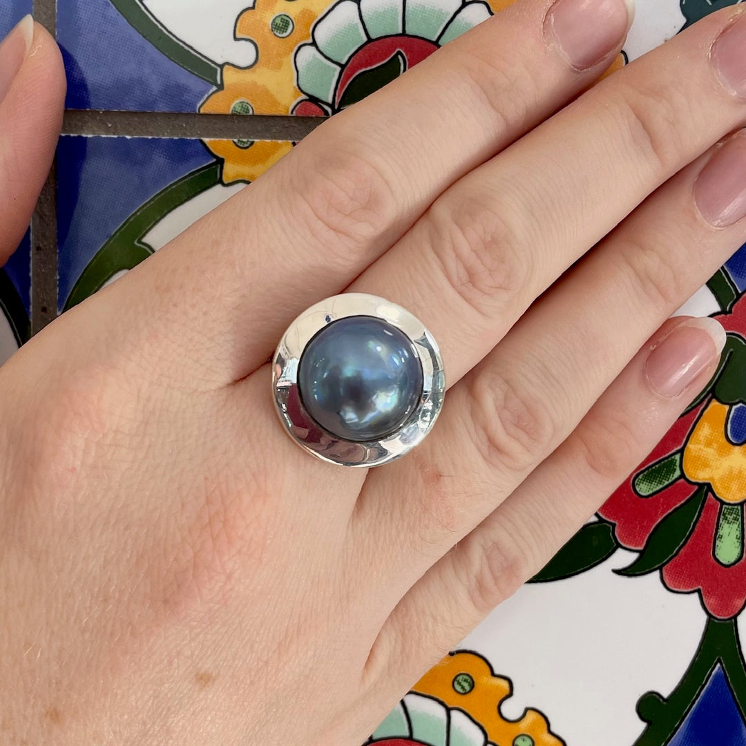 peacock mabe pearl ring