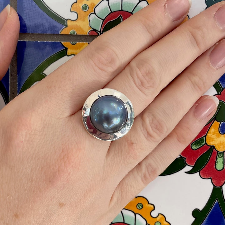 peacock mabe pearl ring