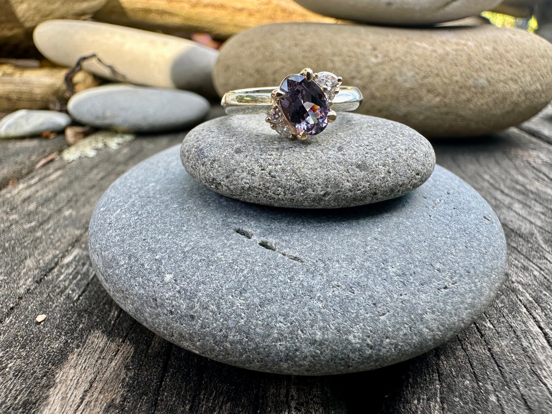 Purple spinel & diamond ring