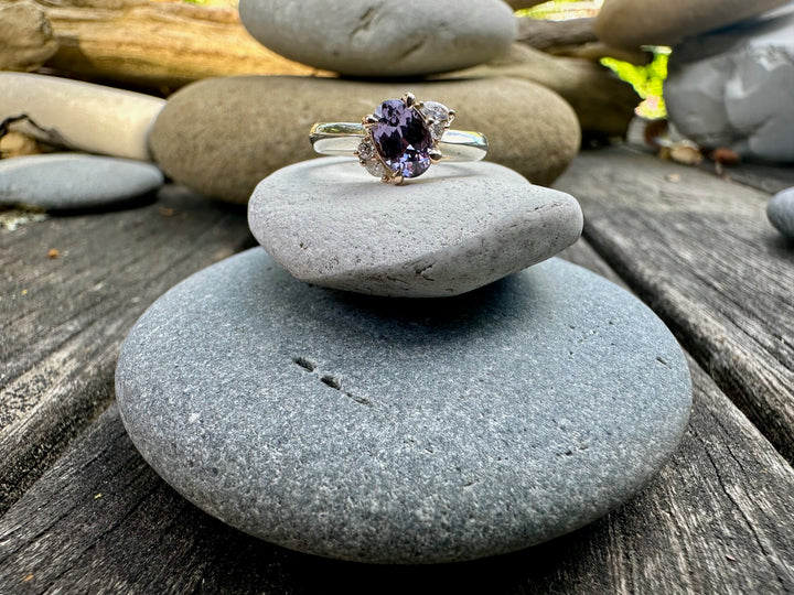 Purple spinel & diamond ring