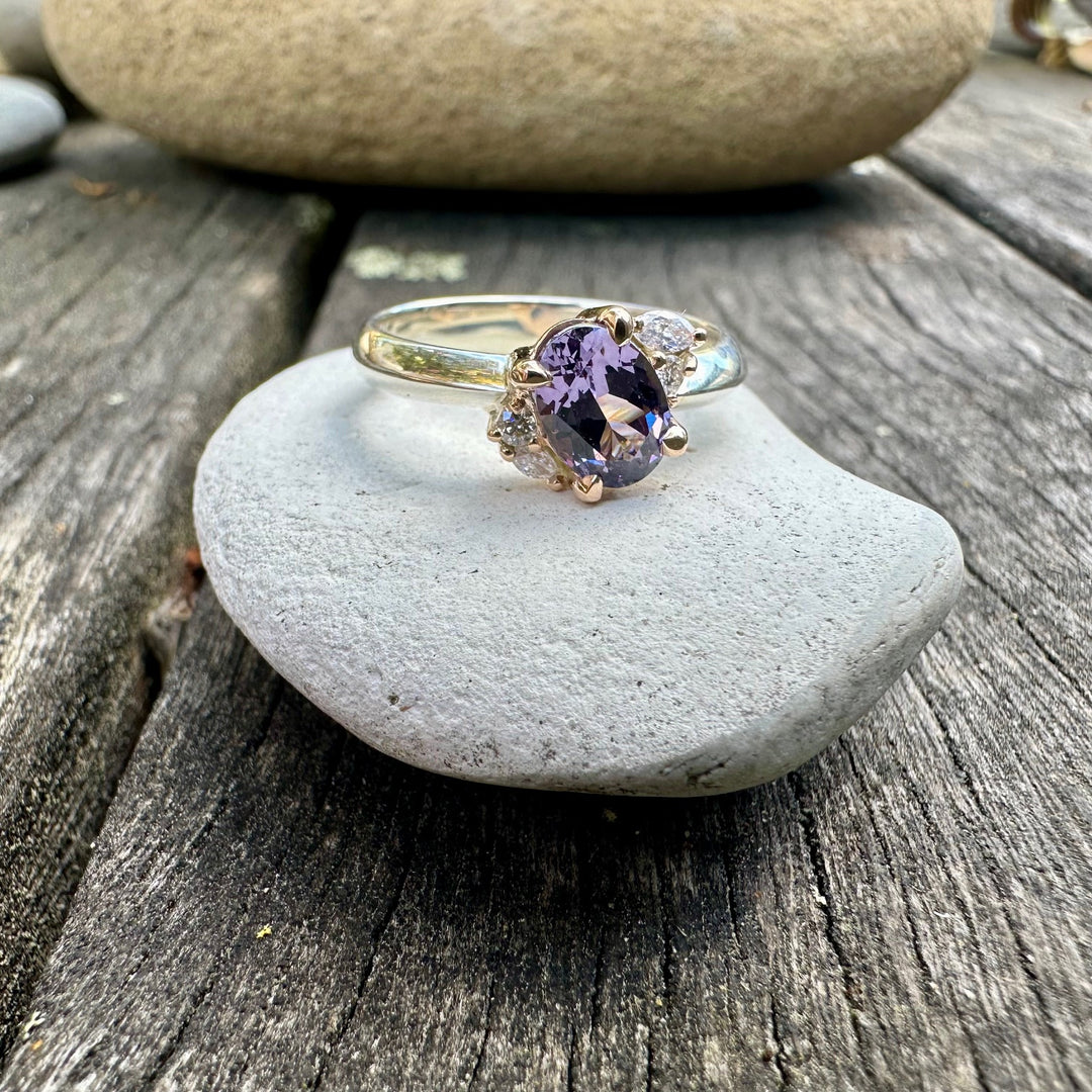 Purple spinel & diamond ring