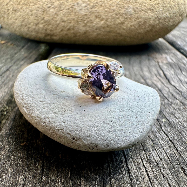 Purple spinel & diamond ring
