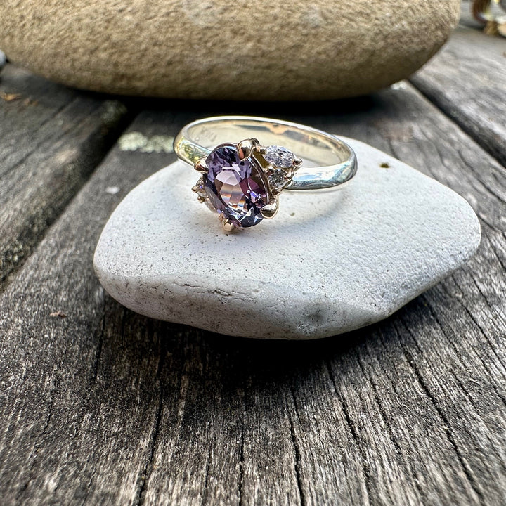 Purple spinel & diamond ring