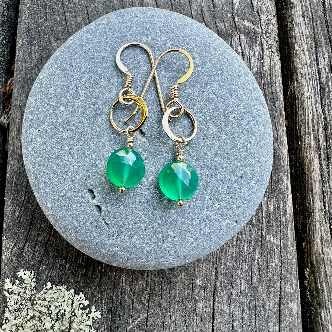 faceted green agate earrings