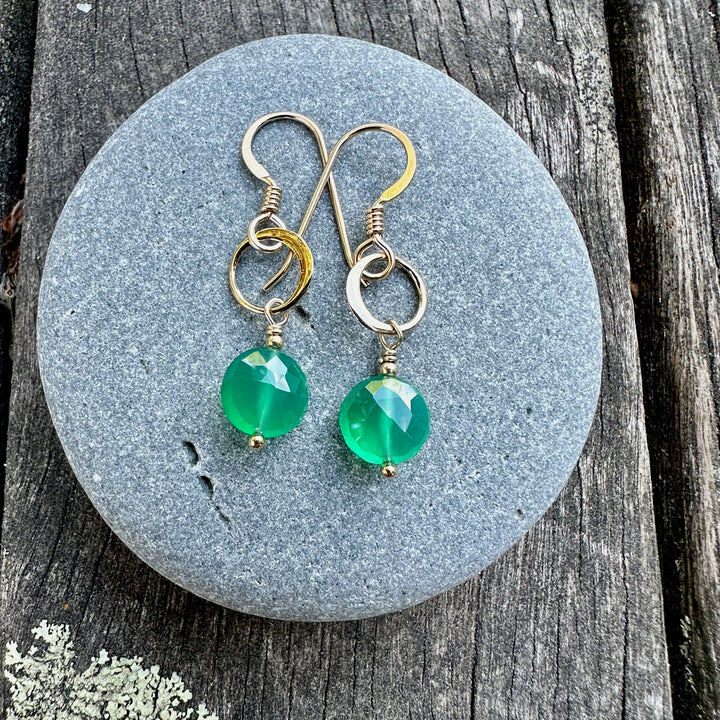 faceted green agate earrings