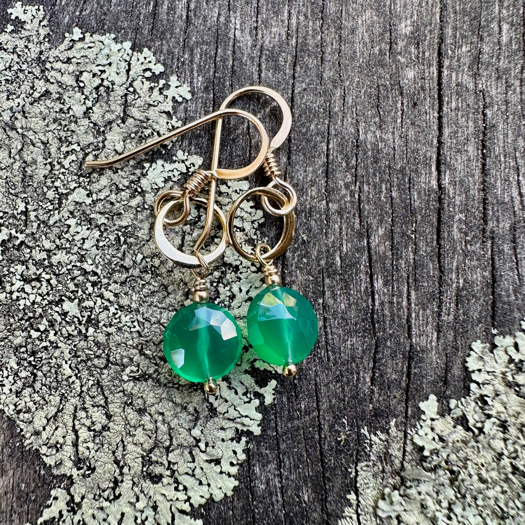 faceted green agate earrings