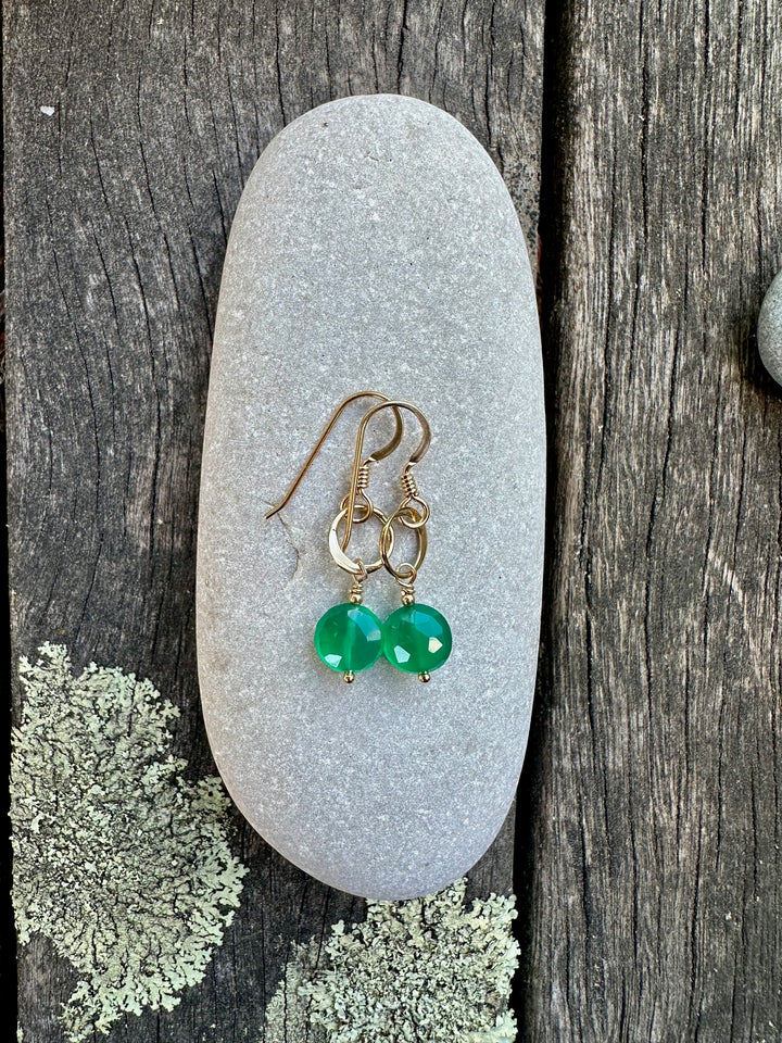 faceted green agate earrings