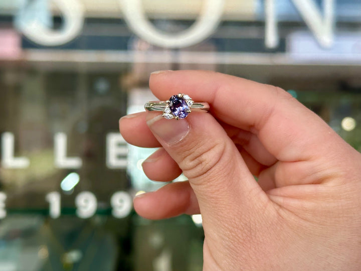 Purple spinel & diamond ring