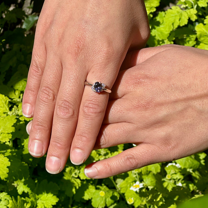 Purple spinel & diamond ring
