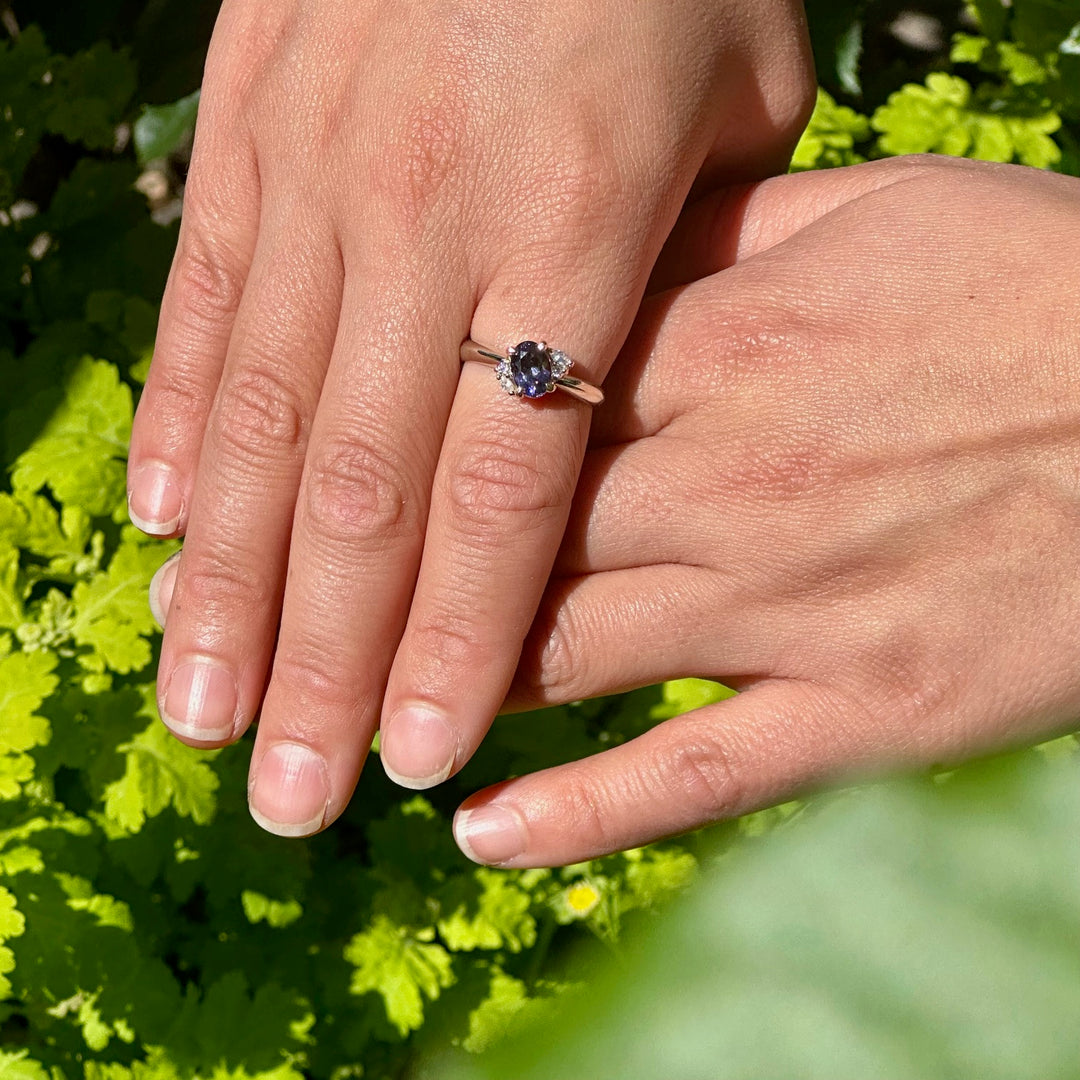 Purple spinel & diamond ring