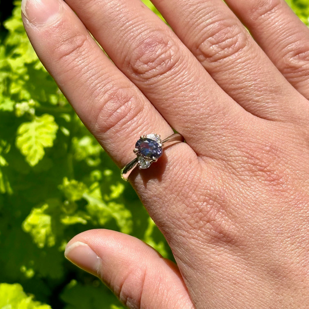Purple spinel & diamond ring