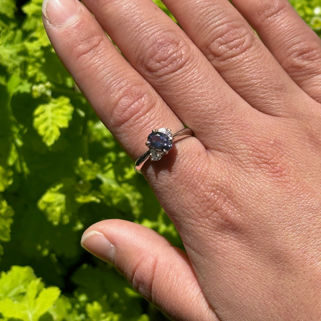 Purple spinel & diamond ring