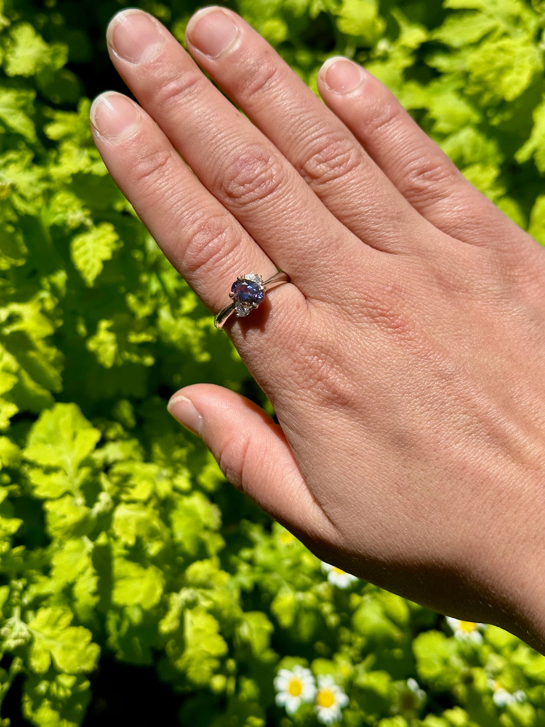 Purple spinel & diamond ring