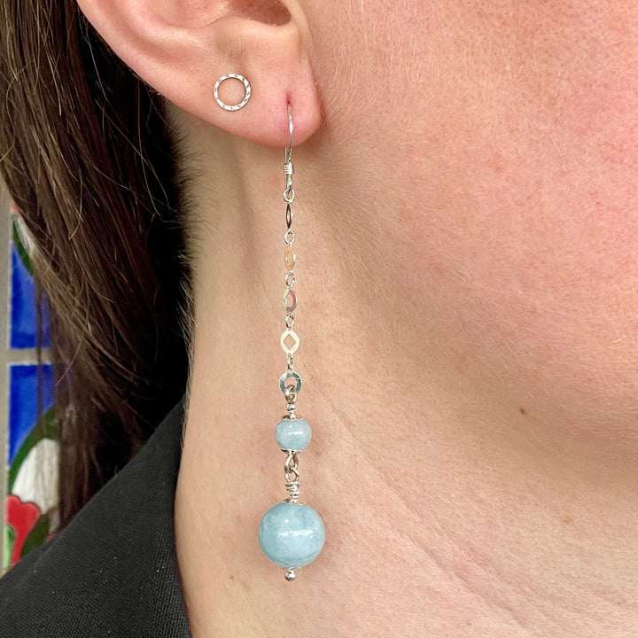 Long aquamarine earrings