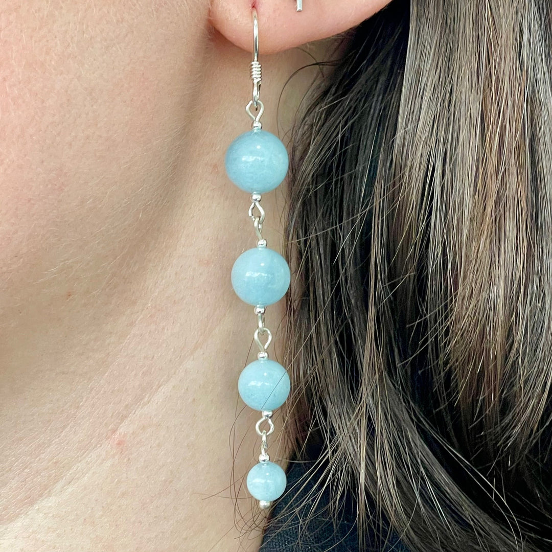 aquamarine 4 tier earrings