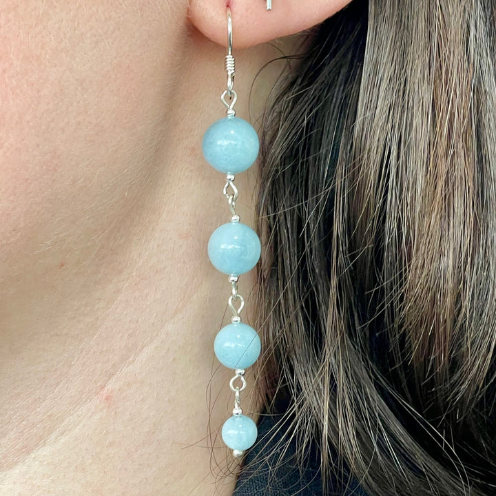 aquamarine 4 tier earrings