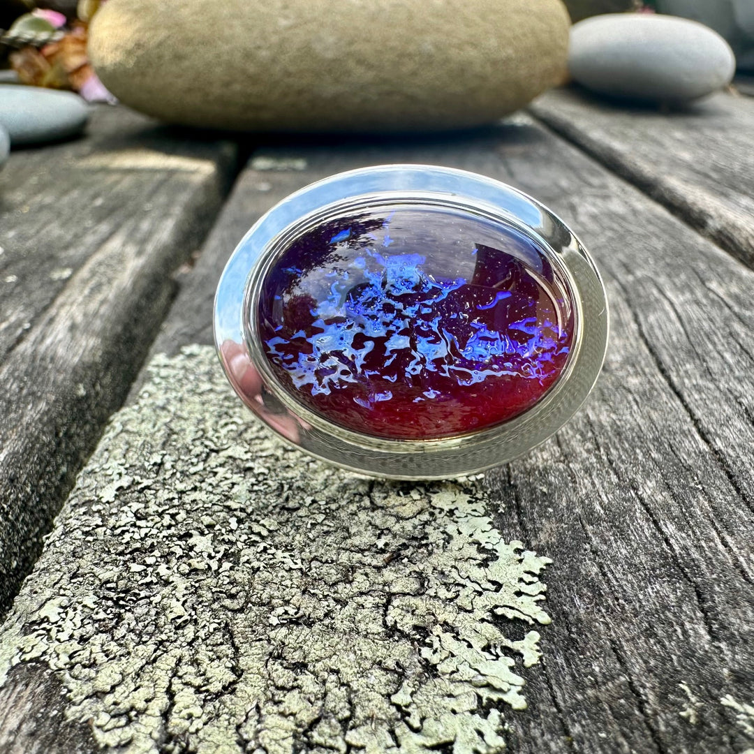 Vintage large oval dragons breath ring