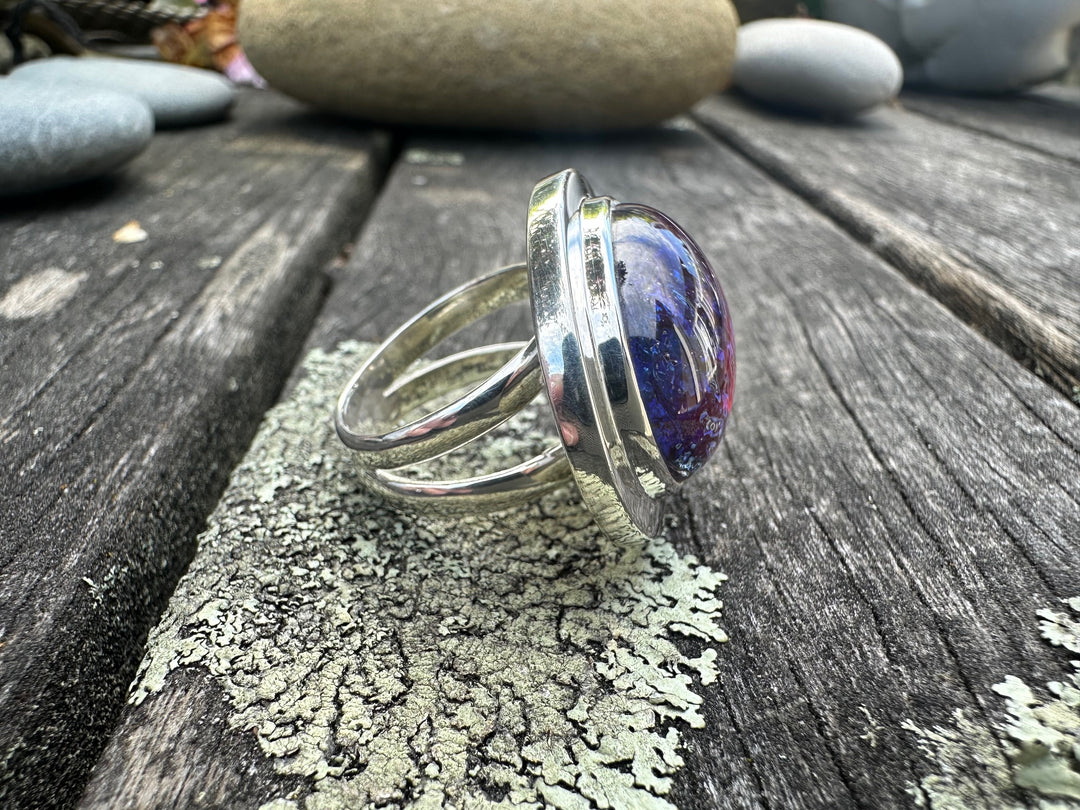 Vintage large oval dragons breath ring