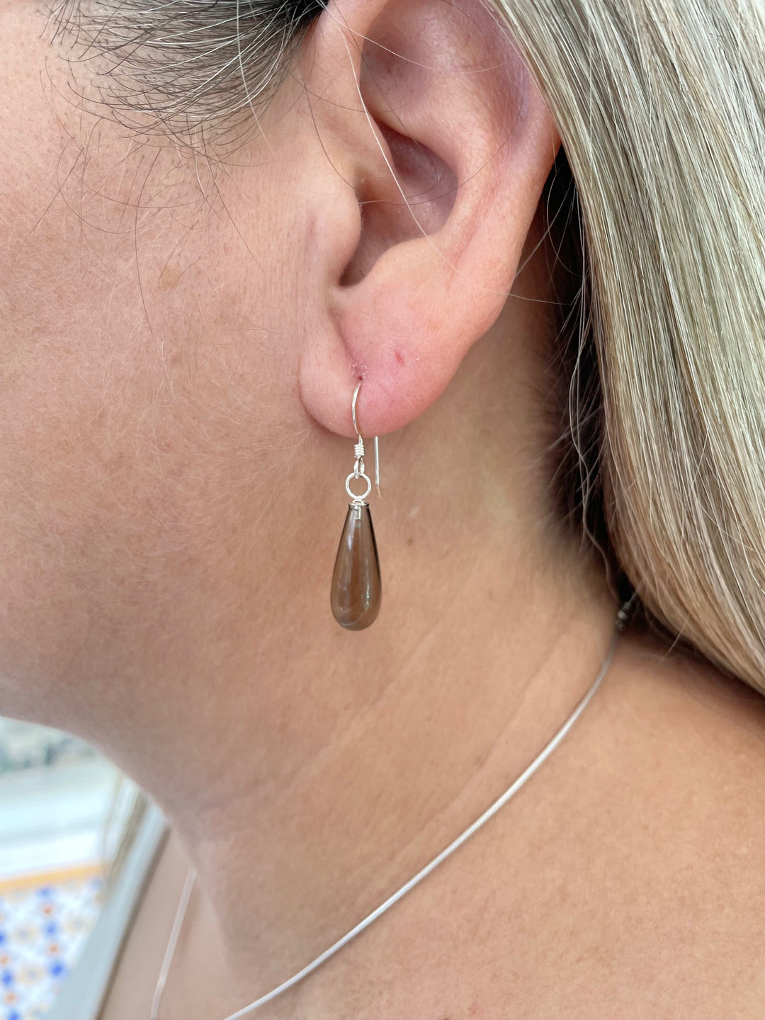 smoky quartz drop earrings