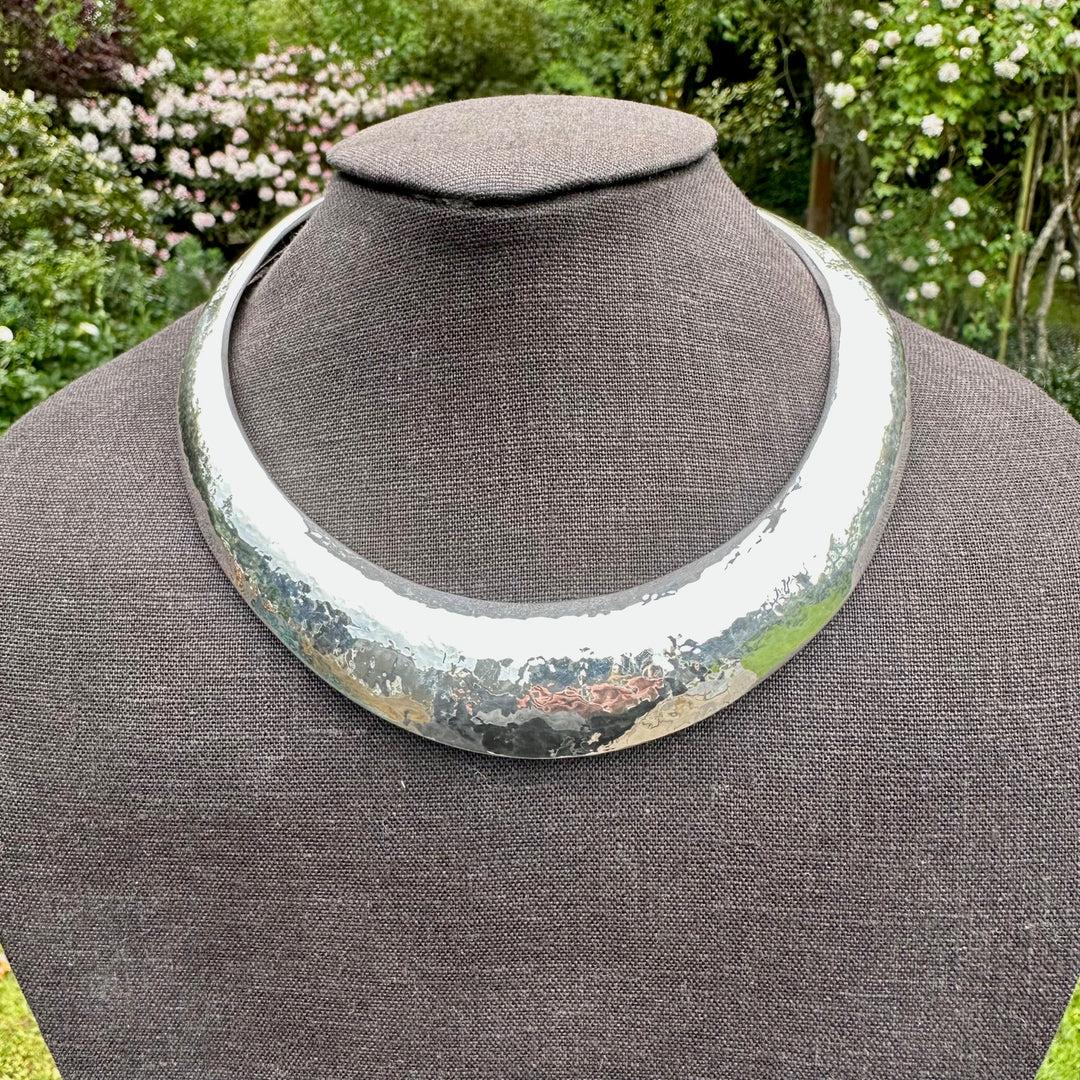 Modernist sterling silver torque necklace