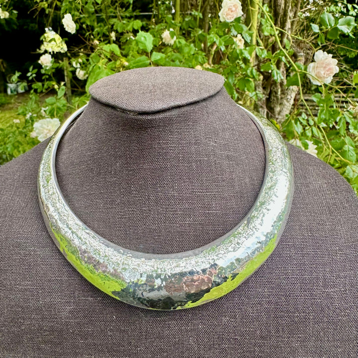 Modernist sterling silver torque necklace