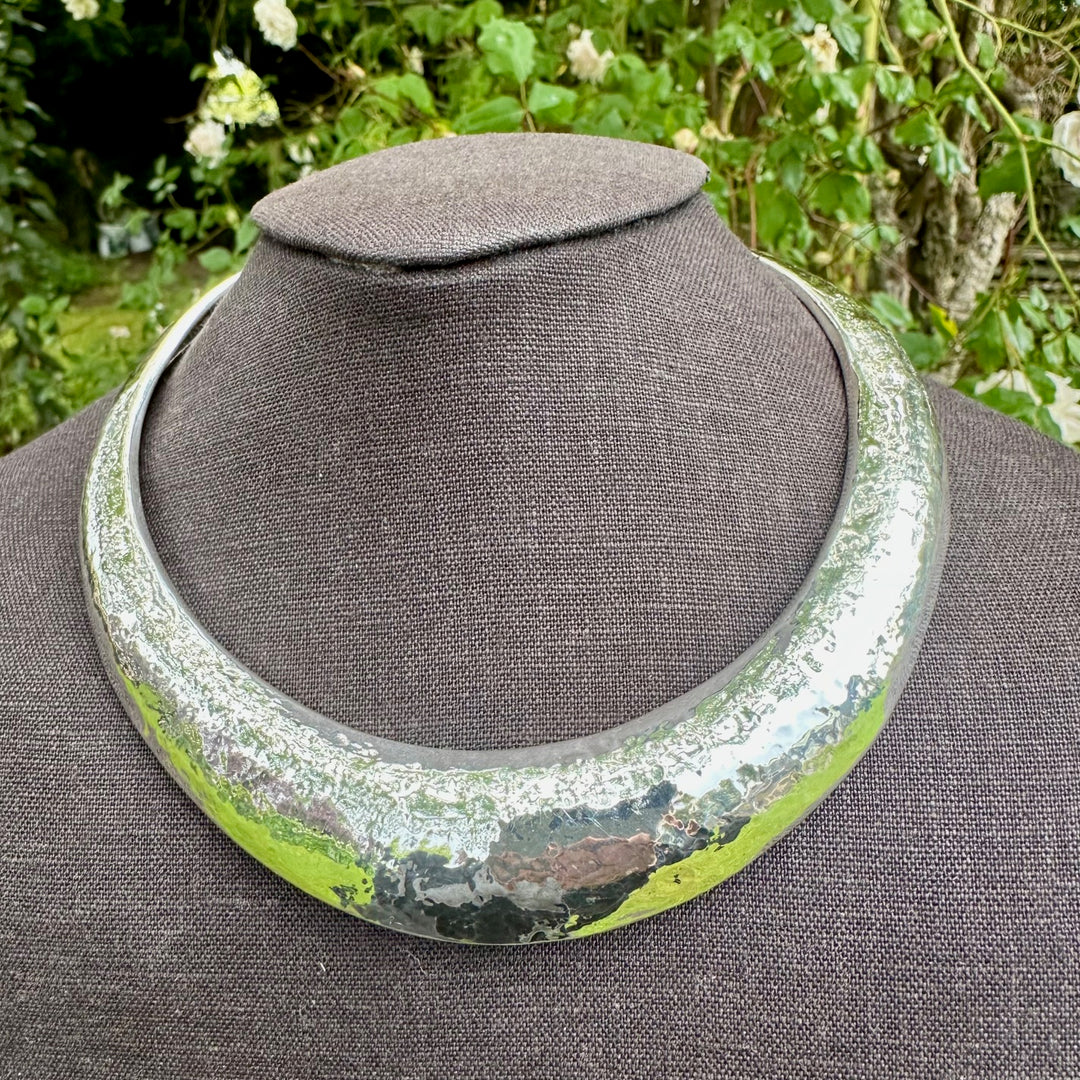 Modernist sterling silver torque necklace