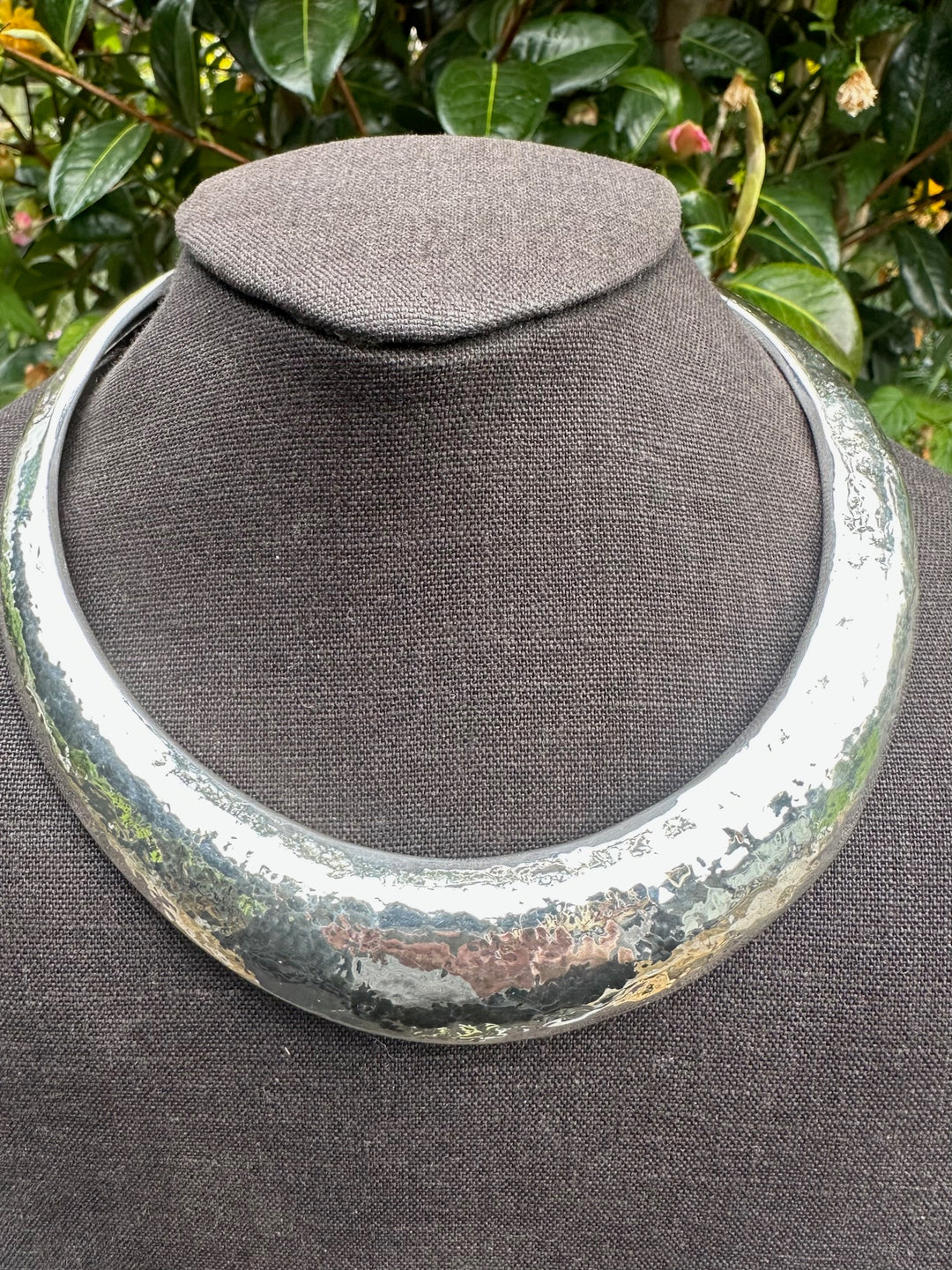 Modernist sterling silver torque necklace