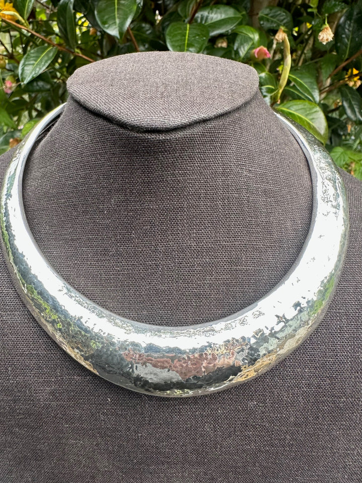 Modernist sterling silver torque necklace