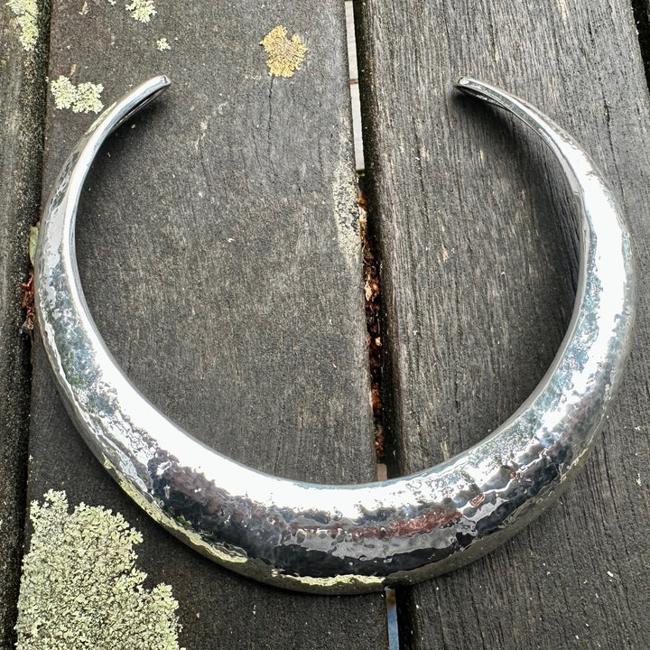 Modernist sterling silver torque necklace