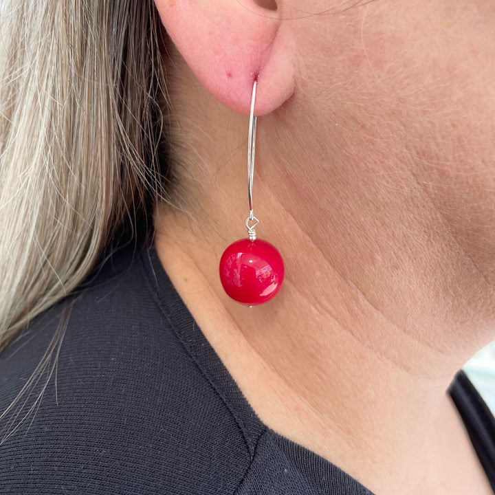 Red Venetian glass earrings