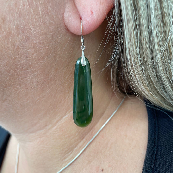 Small dark NZ Greenstone earrings