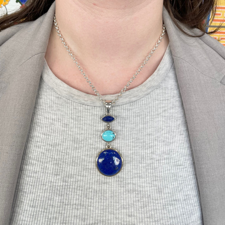 Lapis lazuli and turquoise pendant