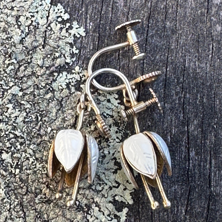 vintage white lily of the earrings