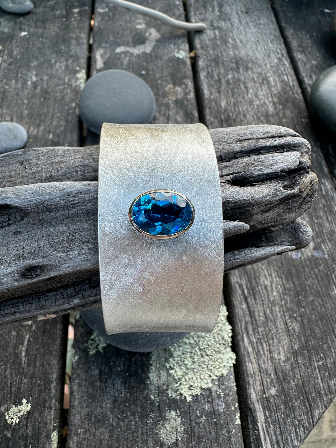 Swiss blue topaz cuff